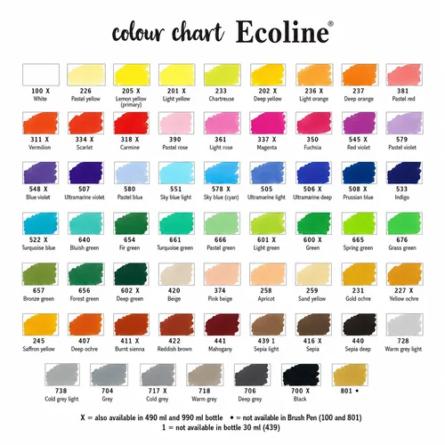 בקבוקי דיו אקוליין ECOLINE על בסיס מים