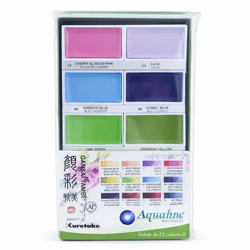 פלטת צבעי מים (12 צבעים)  Kuretake Gansai Tambi