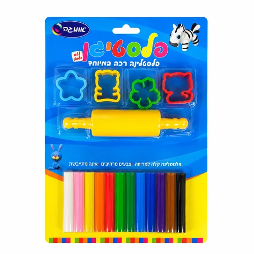 פלסטיגן 12 צבעים+ מערוך ושבלונות